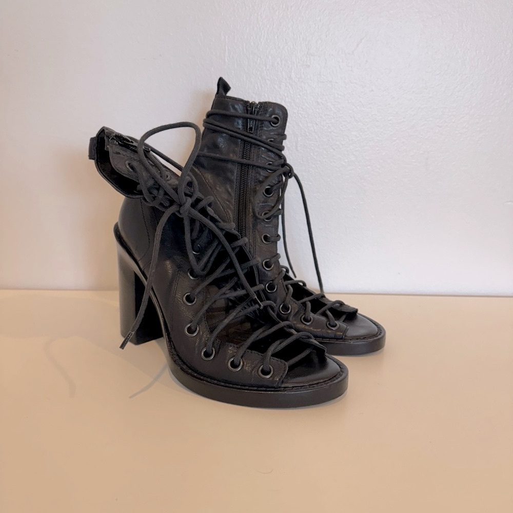 Ann Demeulemeester Black Lace-Up Boots